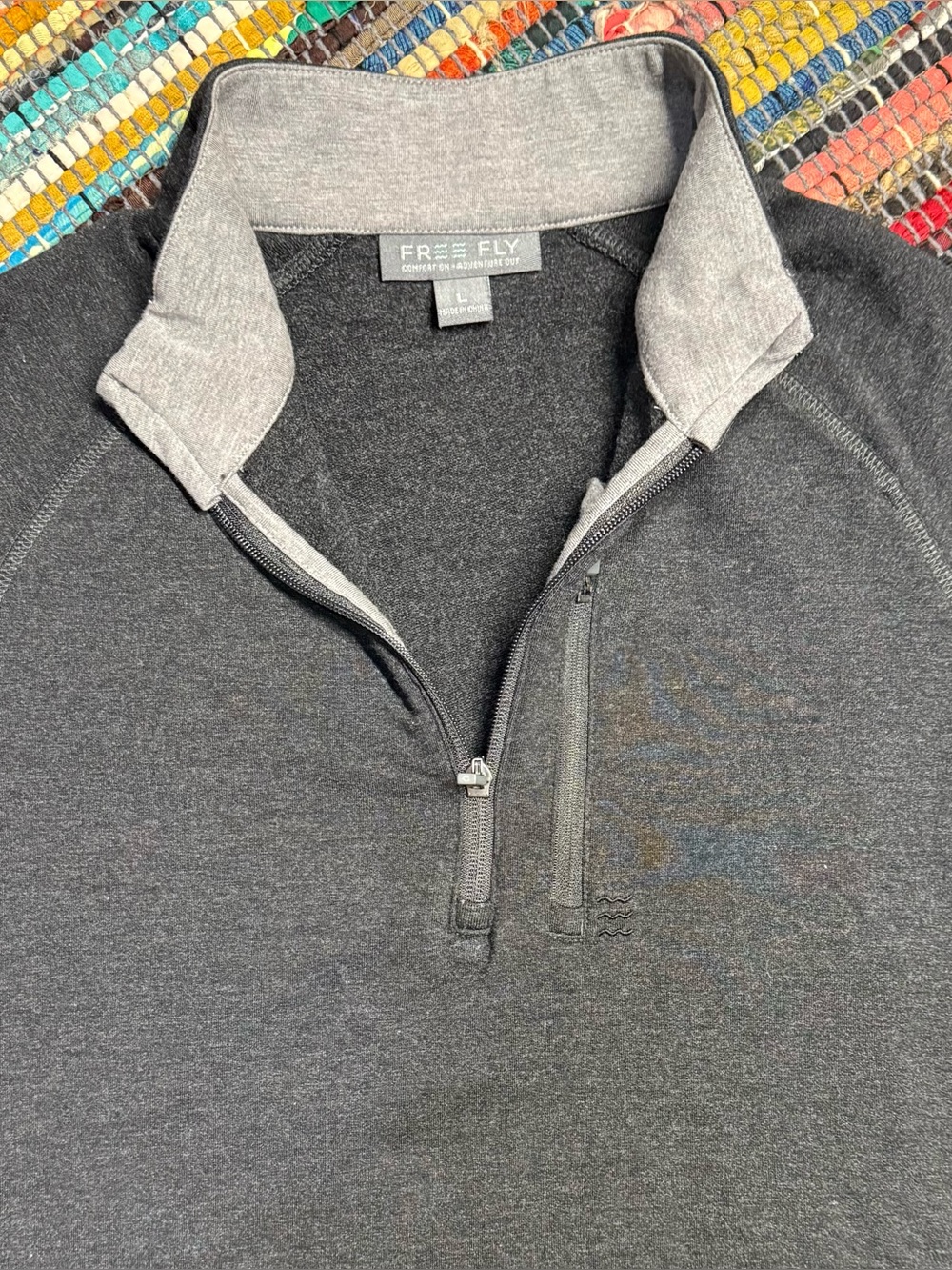 Free Fly Men’s 1/4 Zip Pullover Gray Size Lg Bamboo Blend Athletic Outdoor Top